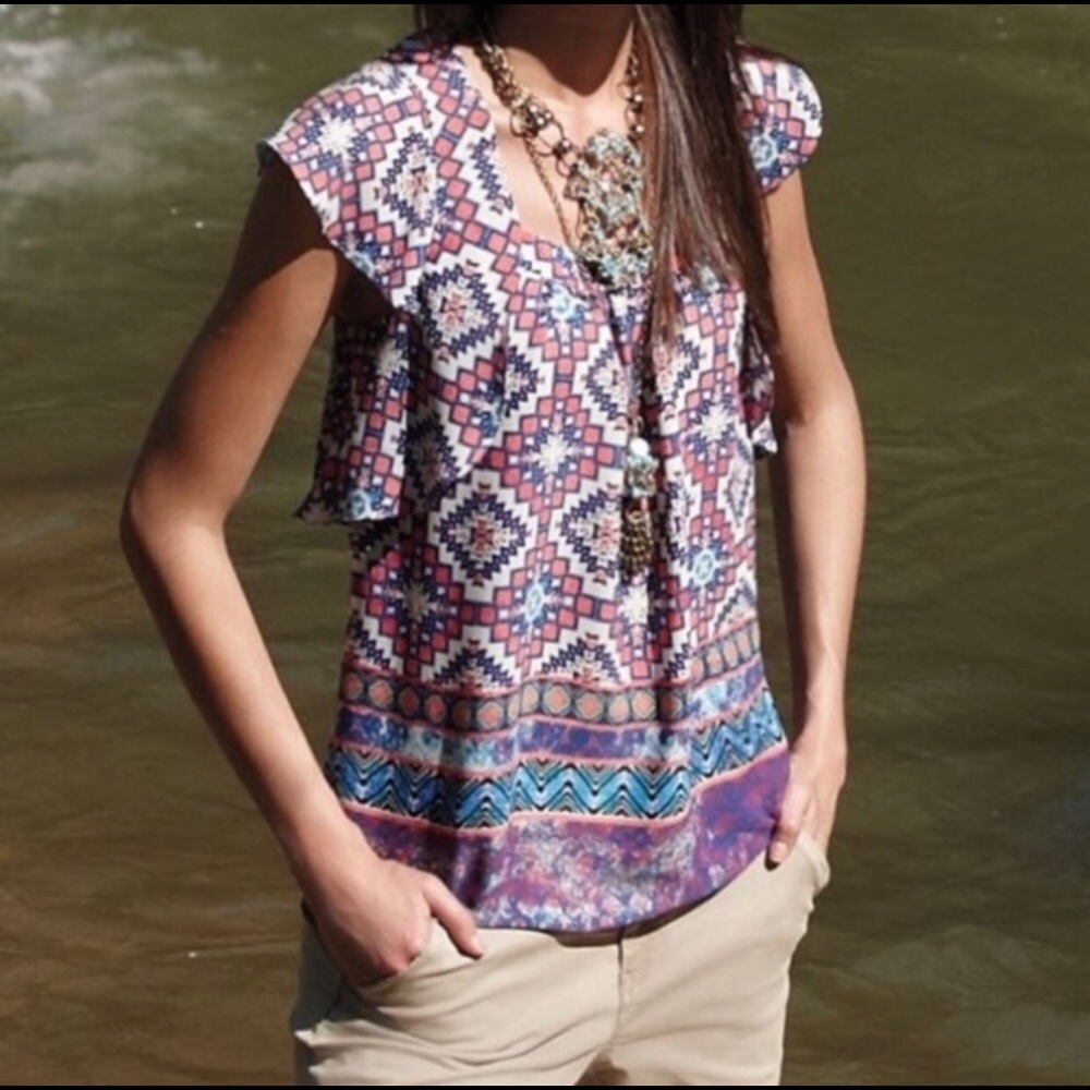 Anthropologie Meadow Rue Flutter Sleeve Top